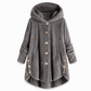 Abrigo de Invierno para Mujer de Color Sólido, Botones Asimétricos, de Felpa Afelpada y Suave
