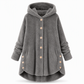 Abrigo de Invierno para Mujer de Color Sólido, Botones Asimétricos, de Felpa Afelpada y Suave