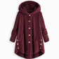 Abrigo de Invierno para Mujer de Color Sólido, Botones Asimétricos, de Felpa Afelpada y Suave