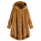 Abrigo de Invierno para Mujer de Color Sólido, Botones Asimétricos, de Felpa Afelpada y Suave