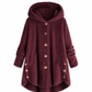 Abrigo de Invierno para Mujer de Color Sólido, Botones Asimétricos, de Felpa Afelpada y Suave