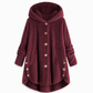 Abrigo de Invierno para Mujer de Color Sólido, Botones Asimétricos, de Felpa Afelpada y Suave
