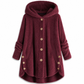 Abrigo de Invierno para Mujer de Color Sólido, Botones Asimétricos, de Felpa Afelpada y Suave