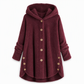 Abrigo de Invierno para Mujer de Color Sólido, Botones Asimétricos, de Felpa Afelpada y Suave