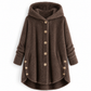 Abrigo de Invierno para Mujer de Color Sólido, Botones Asimétricos, de Felpa Afelpada y Suave