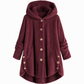 Abrigo de Invierno para Mujer de Color Sólido, Botones Asimétricos, de Felpa Afelpada y Suave