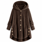 Abrigo de Invierno para Mujer de Color Sólido, Botones Asimétricos, de Felpa Afelpada y Suave
