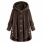 Abrigo de Invierno para Mujer de Color Sólido, Botones Asimétricos, de Felpa Afelpada y Suave