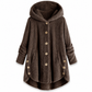Abrigo de Invierno para Mujer de Color Sólido, Botones Asimétricos, de Felpa Afelpada y Suave