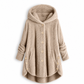 Abrigo de Invierno para Mujer de Color Sólido, Botones Asimétricos, de Felpa Afelpada y Suave
