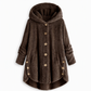 Abrigo de Invierno para Mujer de Color Sólido, Botones Asimétricos, de Felpa Afelpada y Suave