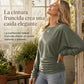 Suéter de punto de manga larga y cuello redondo holgado casual para mujer, con diseño de hombro caído, alas de murciélago y fruncido lateral