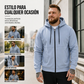 Chaqueta casual con capucha y cremallera para hombre, abrigada