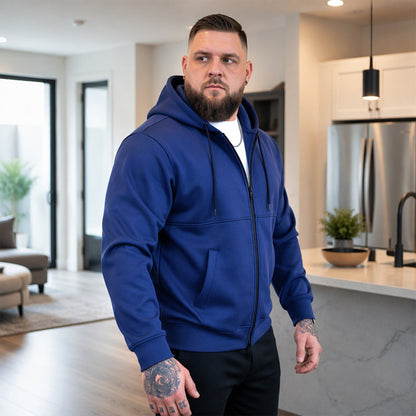 Chaqueta casual con capucha y cremallera para hombre, abrigada