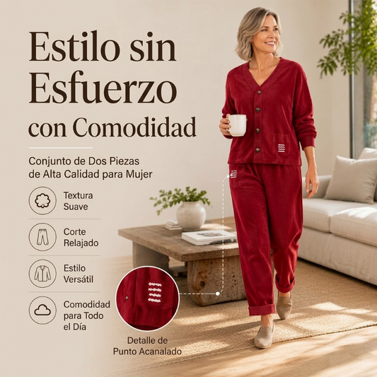 🔥 ¡50% OFF POR TIEMPO LIMITADO! 👚👖 Conjunto Casual de 2 Piezas de Pana para Mujer – Cómodo, Suave y con Estilo Retro ✨