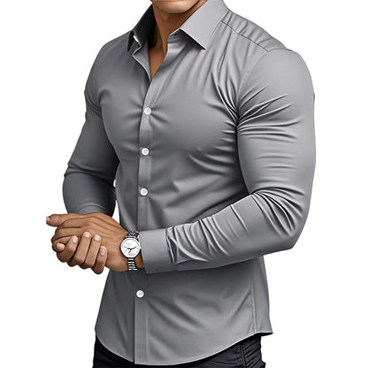 🔥 ¡50% OFF POR TIEMPO LIMITADO! 👔✨ Camisa Elegante de Manga Larga con Solapa y Botones para Hombre – Clásica, Sofisticada y Versátil