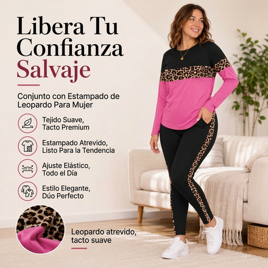 🔥 ¡50% OFF POR TIEMPO LIMITADO! 🐆👚👖 Conjunto Casual de 2 Piezas con Estampado de Leopardo para Mujer – Moderno, Cómodo y Lleno de Estilo ✨