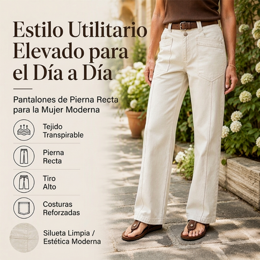 Pantalones de vestir casual de pierna recta para dama
