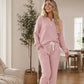 Conjunto de 2 piezas: top de mujer y pantalones con cordón