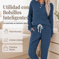 Conjunto de 2 piezas: top de mujer y pantalones con cordón